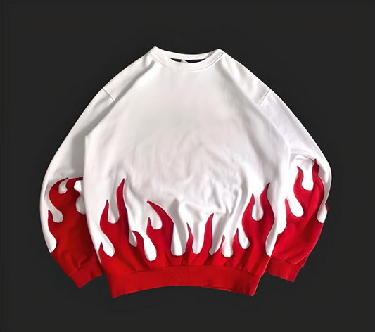 White Shirt x Red Flames Handmade